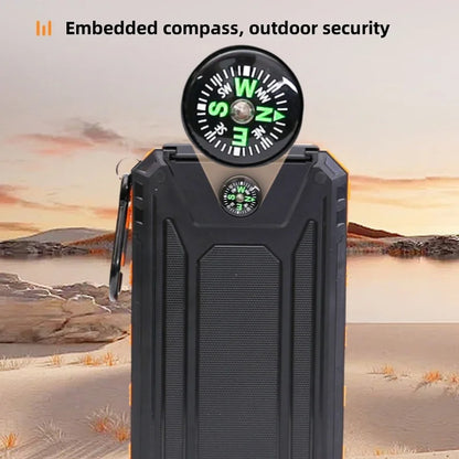 Portable 20000mAh Waterproof Anti-Fall Super Fast Charging DOUBLE USB & Outdoor Flashlight TYPE-C Output Solar Mobile Power