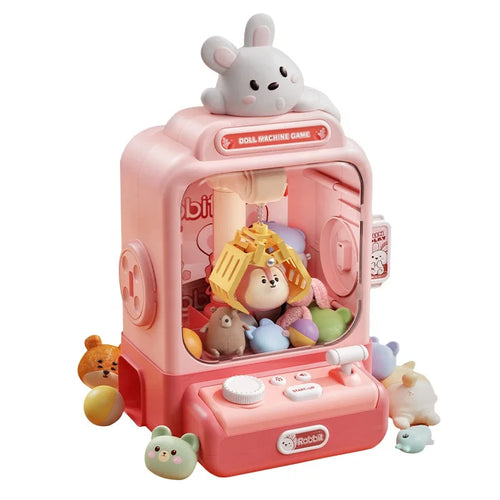 Children Grasp Doll Machine Toy Mini Electronic Clawing Doll Machine Household Electric Pinch Small Doll Twisted Egg Machine Toy
