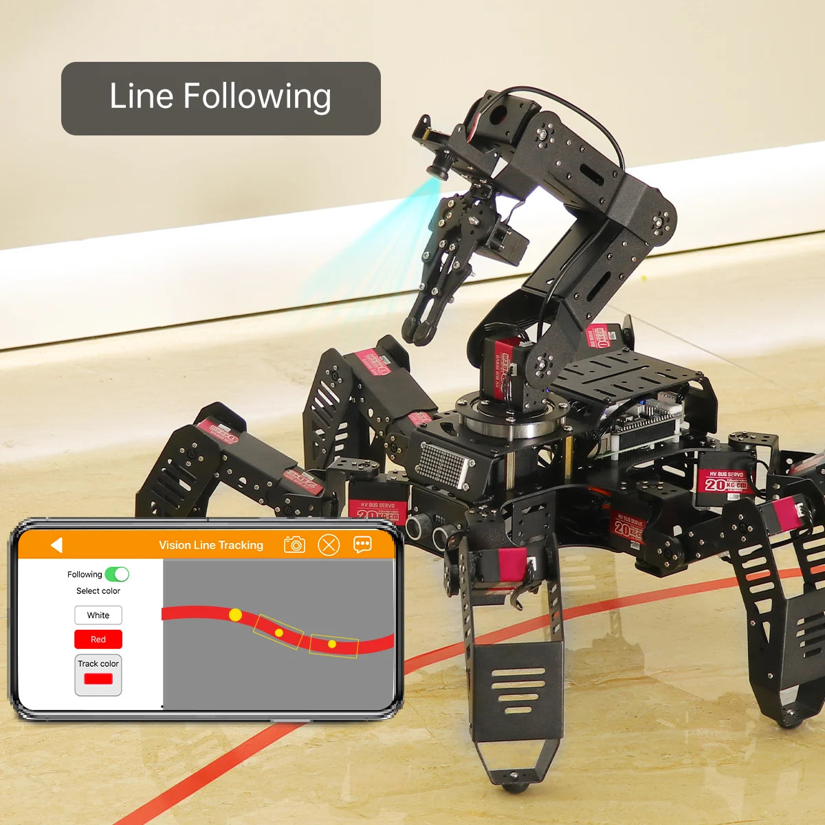 SpiderPi Pro: Hiwonder Hexapod Robot with AI Vision Robotic Arm Powered by Raspberry Pi 5