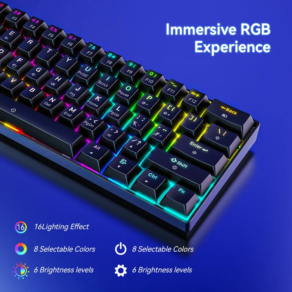 CK23 61-key Three-mode Mechanical Mini Keyboard Brown Switch E-sports Gaming Keyboard
