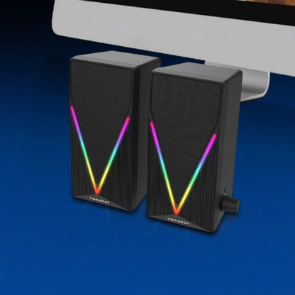 E-1062 High Quality Computer Cable Bass Cannon RGB LED Lighting 3D Stereo Surround Sound 2-Piece Desktop E-sports Gaming Speaker