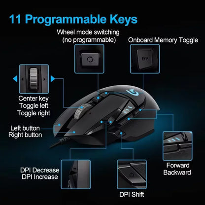 High Performanceo 0riginal Black Logitech G502 Hero Lightspeed 25600dpi Gaming Mice Computer Wired Gaming Mouse for Pc