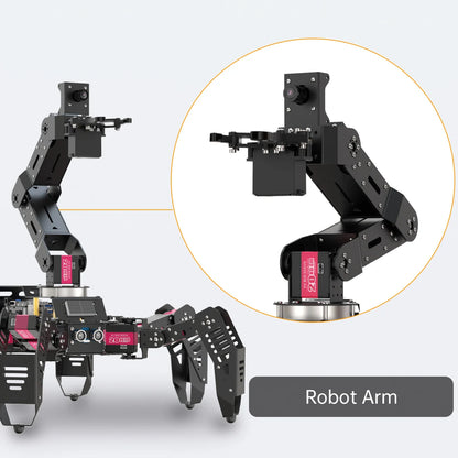 SpiderPi Pro: Hiwonder Hexapod Robot with AI Vision Robotic Arm Powered by Raspberry Pi 5