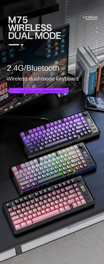 Free Wolf M75 Wireless Dual-Mode Mechanical Membrane Keyboard 87 Keys RGB Backlit Gaming E-Sports Office Use USB-C PBT