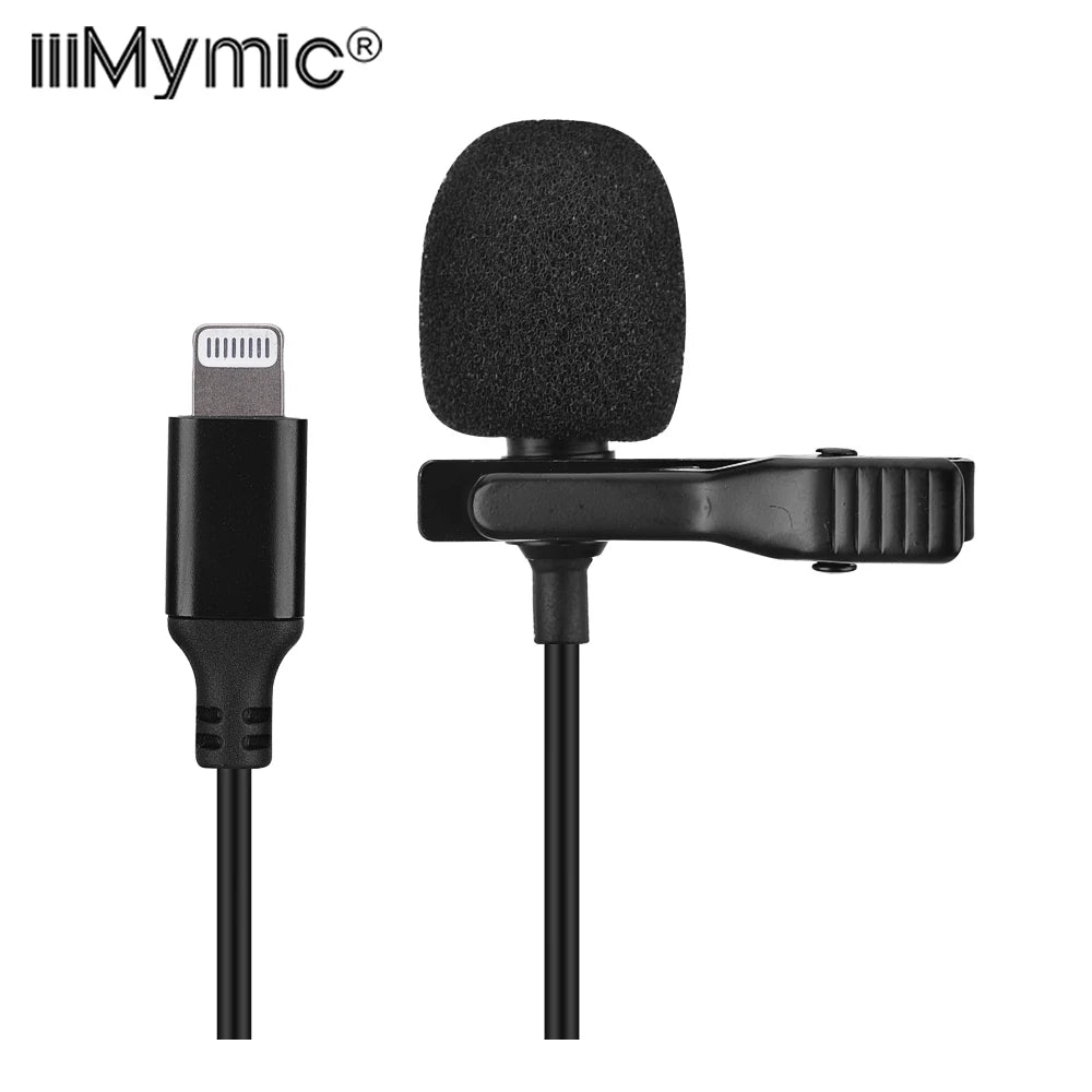 iiiMymic Professional Lavalier Lightning Lapel Microphone 1.5m for iPad iPhone 11 X 8 8plus 7 7plus YouTube Facebook Recording
