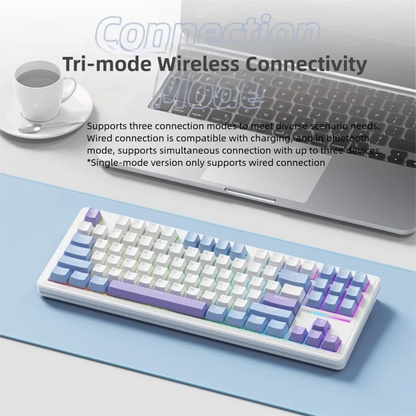 Gasket 87 Keys TKL Layout Wireless Wired Hot-Swappable Switch Programmable Spill Resistant USB Type-C Gaming Mechanical RGB