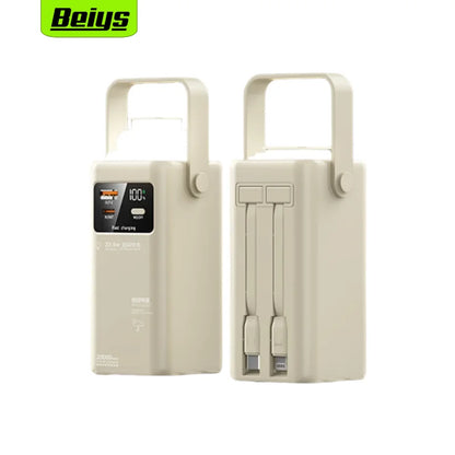 New Arrival 22.5w Fast Charging 20000mAh Portable Charger with Built in Removable Cables LED Outdoor Mobile Power Bank