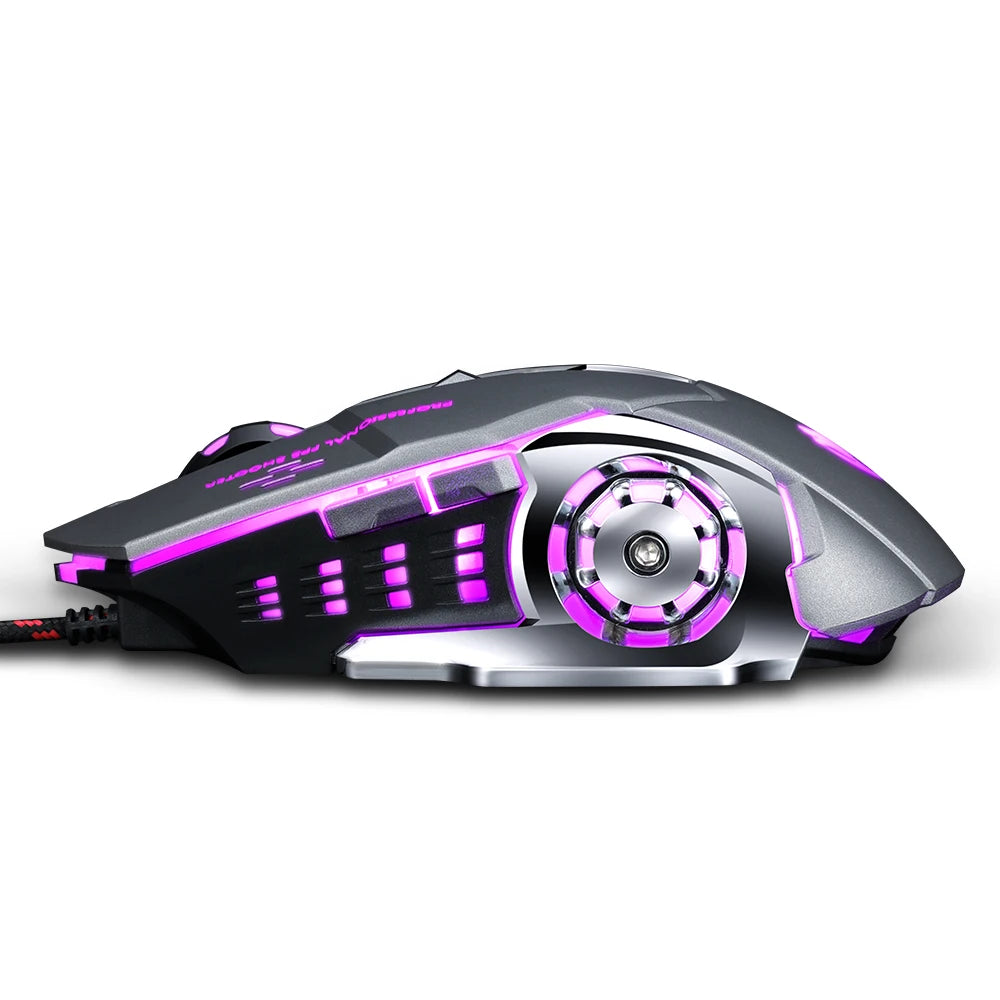 RGB Backlit Gaming Mouse Ergonomic2400DPI Vertical Gamer for PC Right Hand Orientation USB Connection