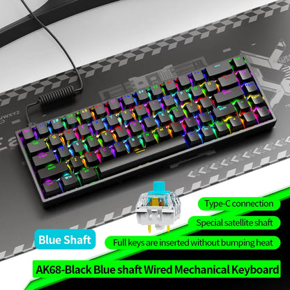 Luminous Mechanical Gaming Keyboard 68 Keys Wired Desktop & Laptop Blue & Red Switches