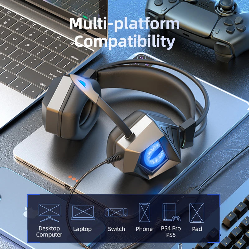 Soyto Factory OEM G15 Wired Gaming Headset RGB LED Lights Surround Sound for PC PS4 PS5 Laptop with Mic Stereo Audio Wholesale