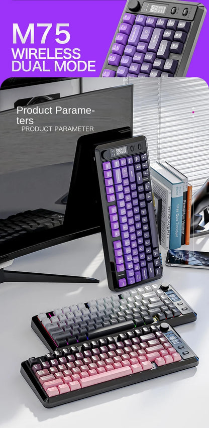Free Wolf M75 Wireless Dual-Mode Mechanical Membrane Keyboard 87 Keys RGB Backlit Gaming E-Sports Office Use USB-C PBT