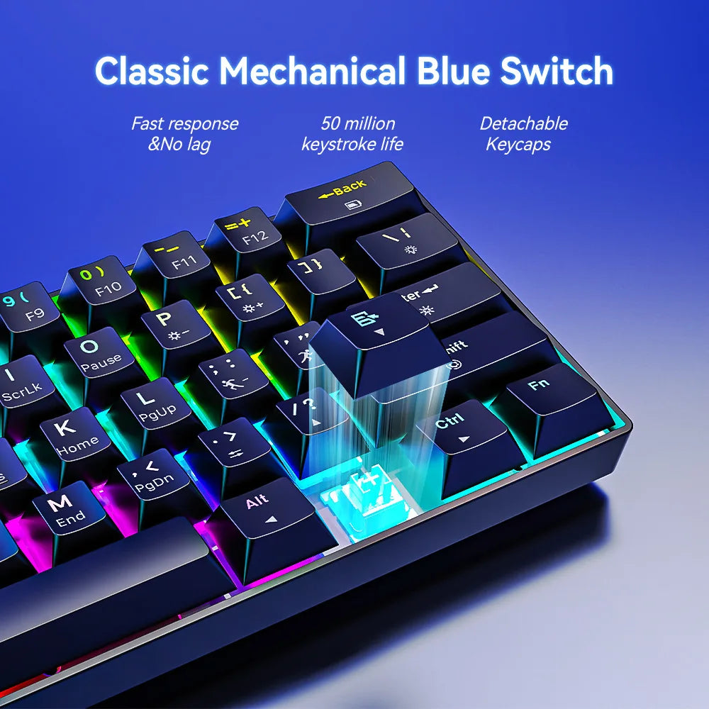 CK23 61-key Three-mode Mechanical Mini Keyboard Brown Switch E-sports Gaming Keyboard