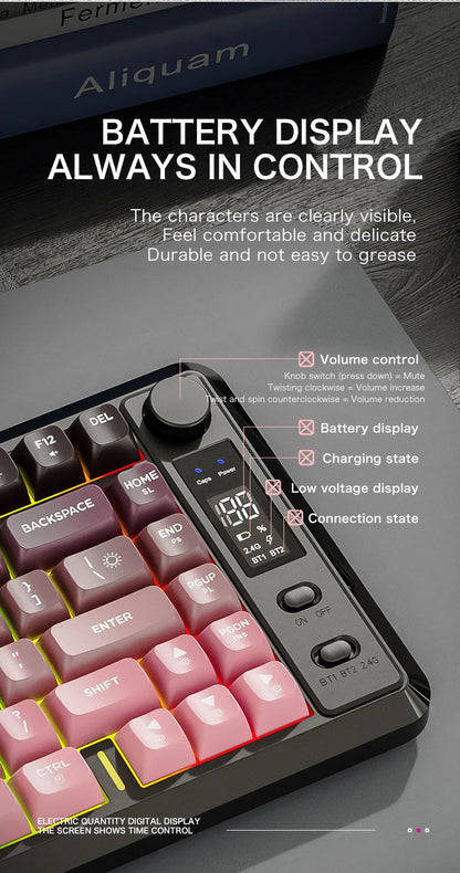 Free Wolf M75 Wireless Dual-Mode Mechanical Membrane Keyboard 87 Keys RGB Backlit Gaming E-Sports Office Use USB-C PBT