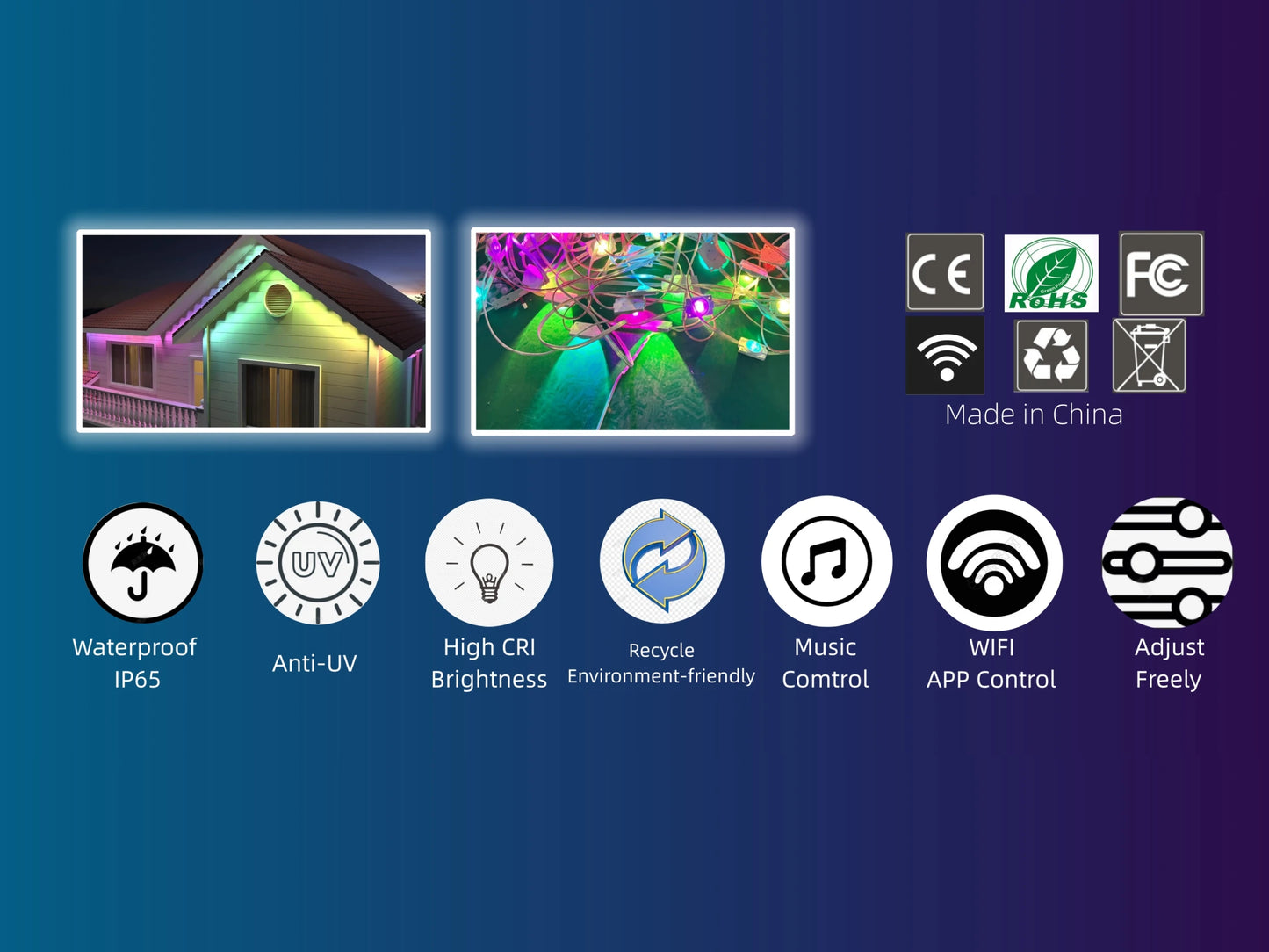 APP Control RGB LED Permanent Outdoor Eaves Light Smart Lighting Remote Voice Control bluetooth Holiday Decoration(72pcs/pack)