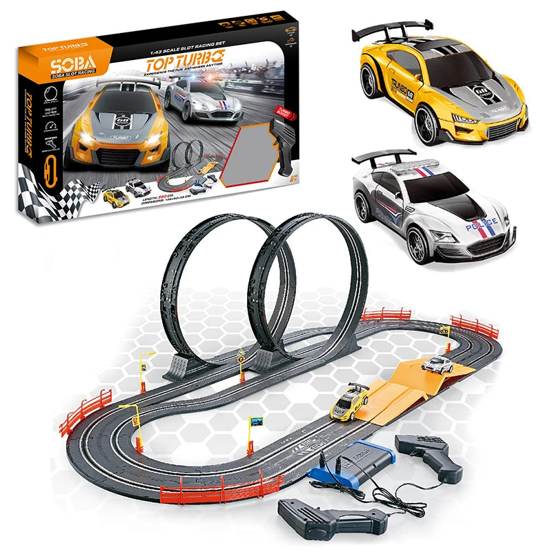 A49-9B 1/43 Scale DIY Slot Car Track Set Wholesale Hand-operate Racing Stainless Steel & Plastic Track Set 5.6 Meter