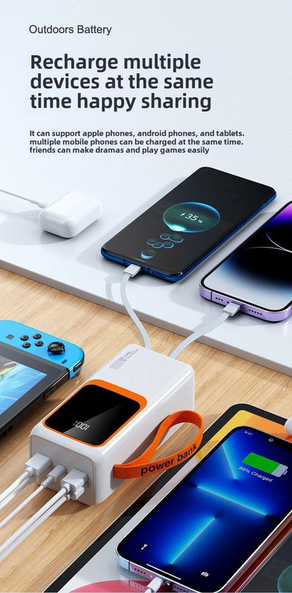 Wholesale 20000mAh Large Capacity Mobile Power Bank Custom Logo LED Display Type-C Li-Polymer Battery ABS Material Built-in 20W