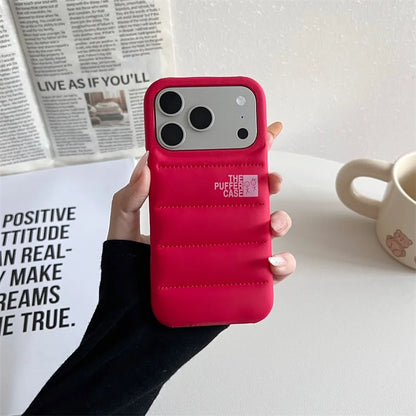 Stylish Down Jacket Phone Case Solid Color The Puffer Case for iPhone17 Air 17Pro ProMax Fashion Soft Phone Cover Case