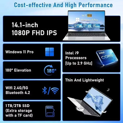 14.1" Windows 11 Laptop Intel Core i9 10980HK 4K HD Screen 16GB RAM 1TB 2TB SSD Gaming laptops PC Office Portable Computer Game