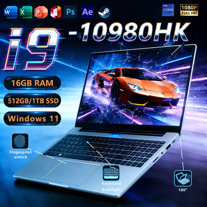 Core i9-10980HK Laptop 16GB RAM 1TB/2TB SSD Backlit Keyboard Fingerprint Unlocking Function Gaming and Business Dual Use Laptop
