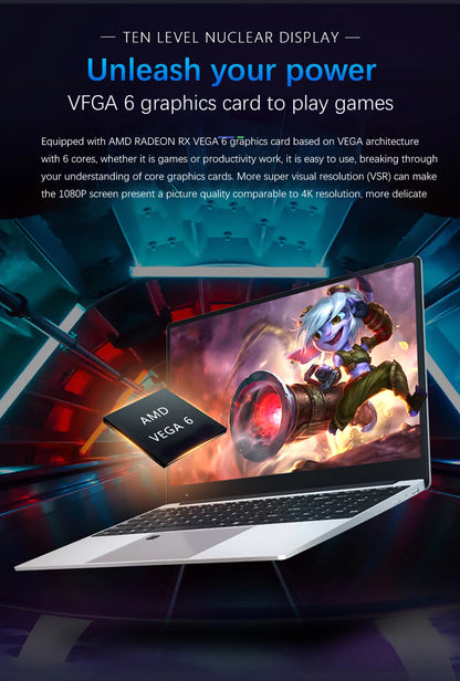 NEW Thin and light Laptop 15.6 inch AMD R7 4700U Backlit Keyboard Windows 11 32GB DDR4 2TB Fingerprint Gaming Laptop Computer