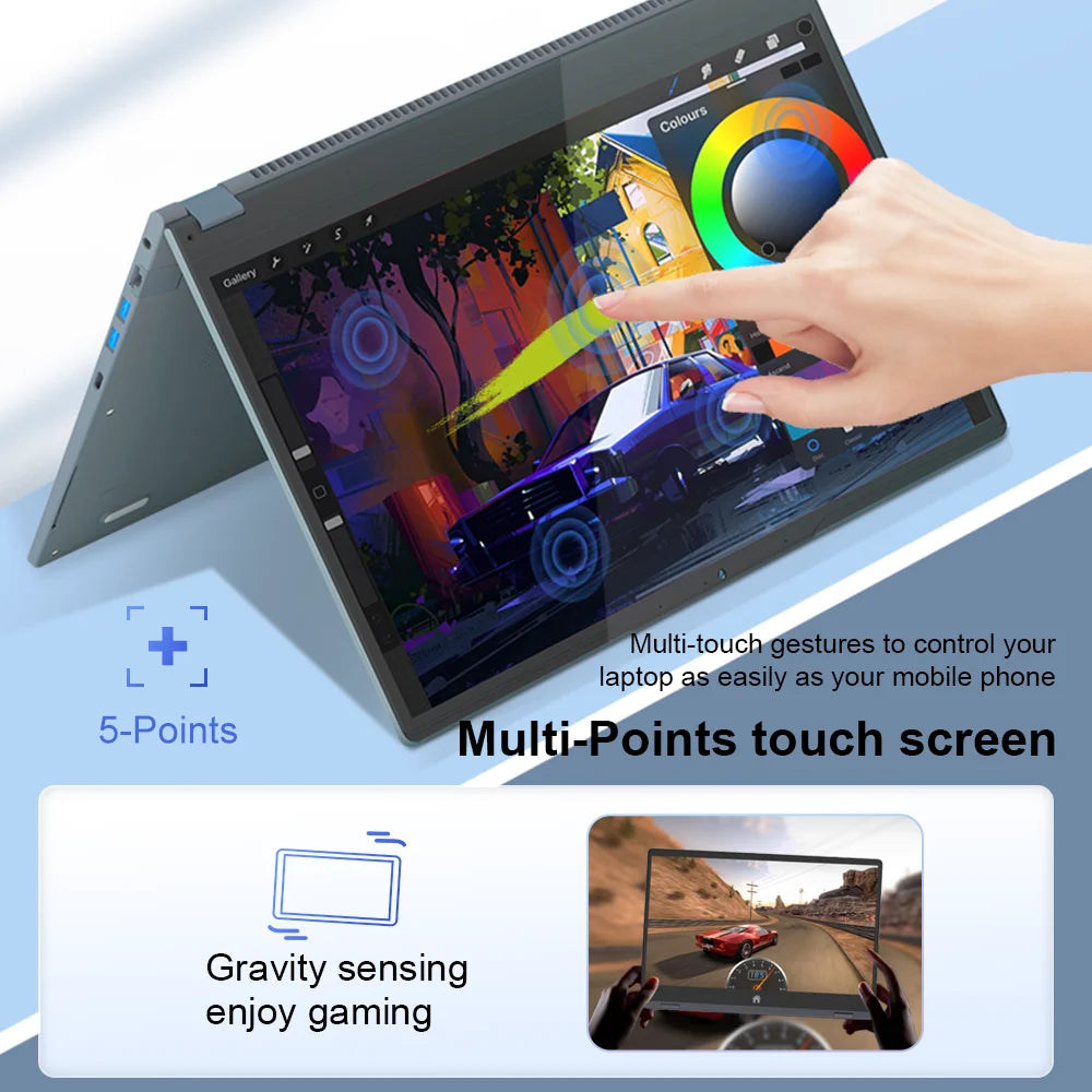 Ninkear YBOOK15 Laptop AMD Ryzen 3 3200U 15.6 Inch 360° Flip FHD IPS 1920*1080 Touchscreen 16G+512GB Backlit Keyboard Windows 11