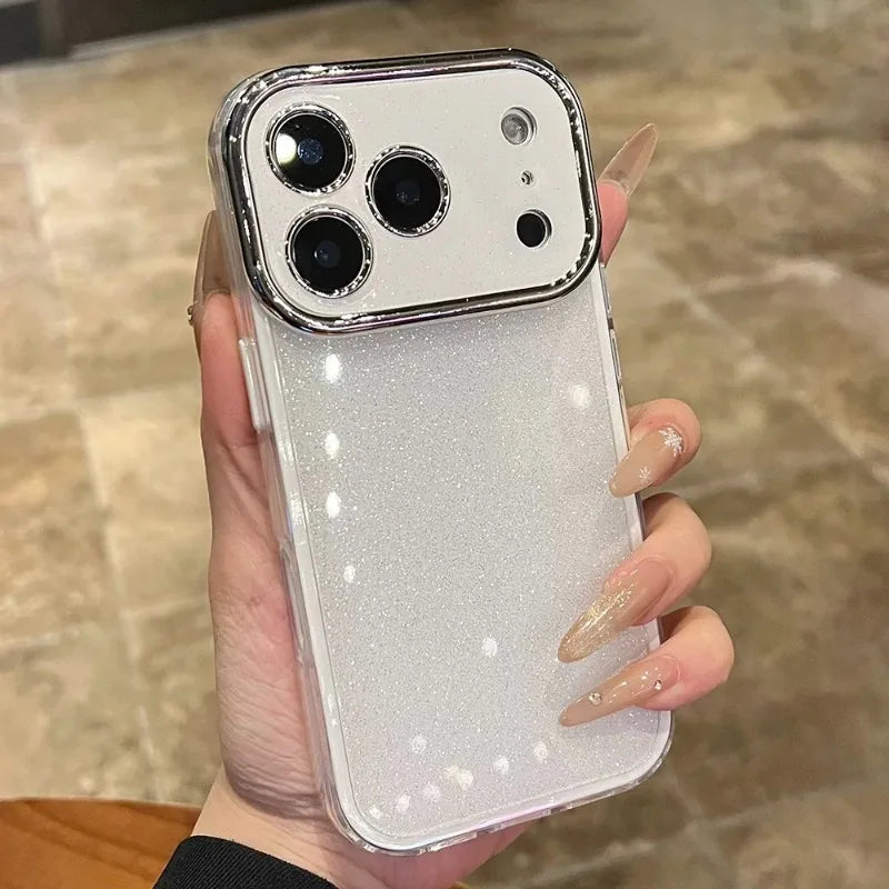 Luxury Shiny Glitter 2 in 1 Case for iPhone 17 Air 16 15 14 13 12 11 Pro Max Plus Shockproof Candy Soft Bright Protective Funda