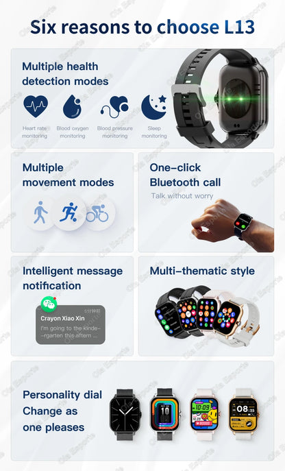 Smart Watch 1.83" Hd Screen Bluetooth Call Heart Rate Blood Oxygen Health Monitor Sports Smartwatch Women Men Holiday Gifts New