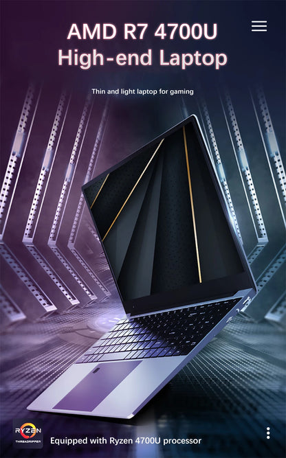 NEW Thin and light Laptop 15.6 inch AMD R7 4700U Backlit Keyboard Windows 11 32GB DDR4 2TB Fingerprint Gaming Laptop Computer