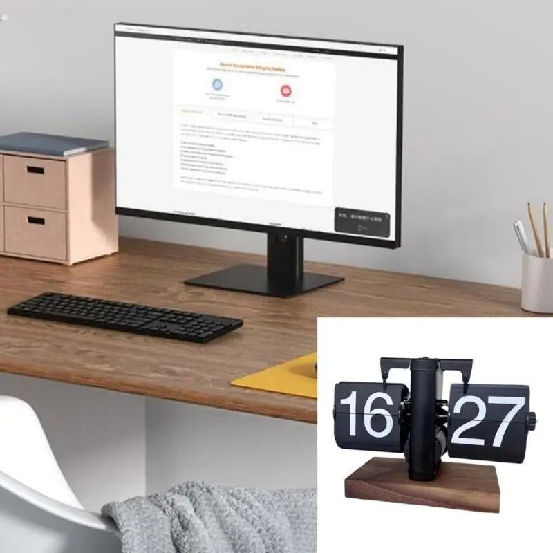 02DE Modern Clock with Quiet Mechanism Smooth Wooden Surfaces 12 Hour Format Easy Adjustment Knob for Home Office Decor