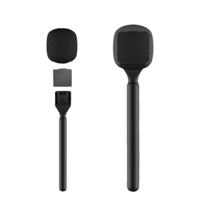 AED6-Mic Handle Microphone Handheld Stand With Mic Flag And Foam For Rode Wireless Go/Goii/For DJI Mic/Relacart/Wireless Mic
