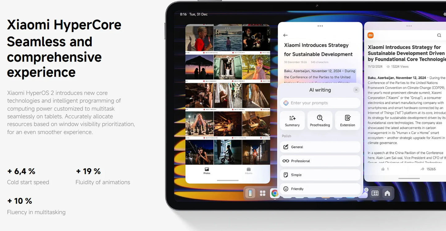 Global Version Xiaomi Pad 7 11.2 'Xiaomi HyperAI 144Hz 3.2K Display Snapdragon 7 + Gen 3 Octa core Processor 45W 8850mAh Battery