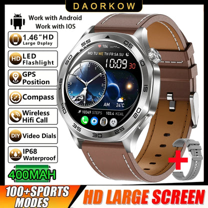 2026 new smartwatch with 1.46-inch IPS display, Ipx8 water resistance rating. 400 mAh battery featuring over 100 activity modes,