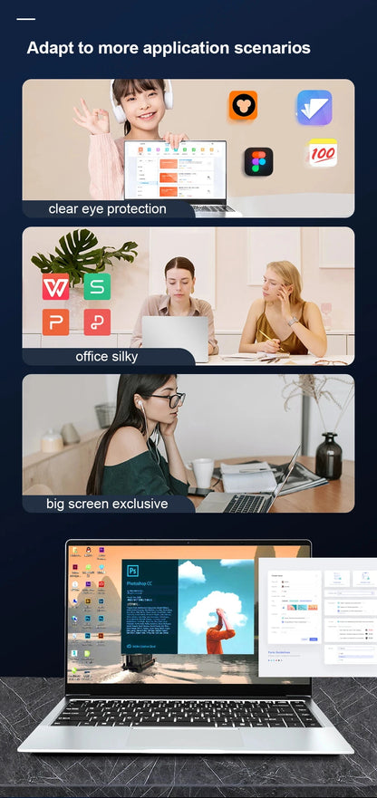 14.1inch Intel Atom A3950 Laptop Computer Windows 11 Pro 2025 Notebook PC 12GB RAM 512GB 1TB SSD 1920*1080 Office Computer PC