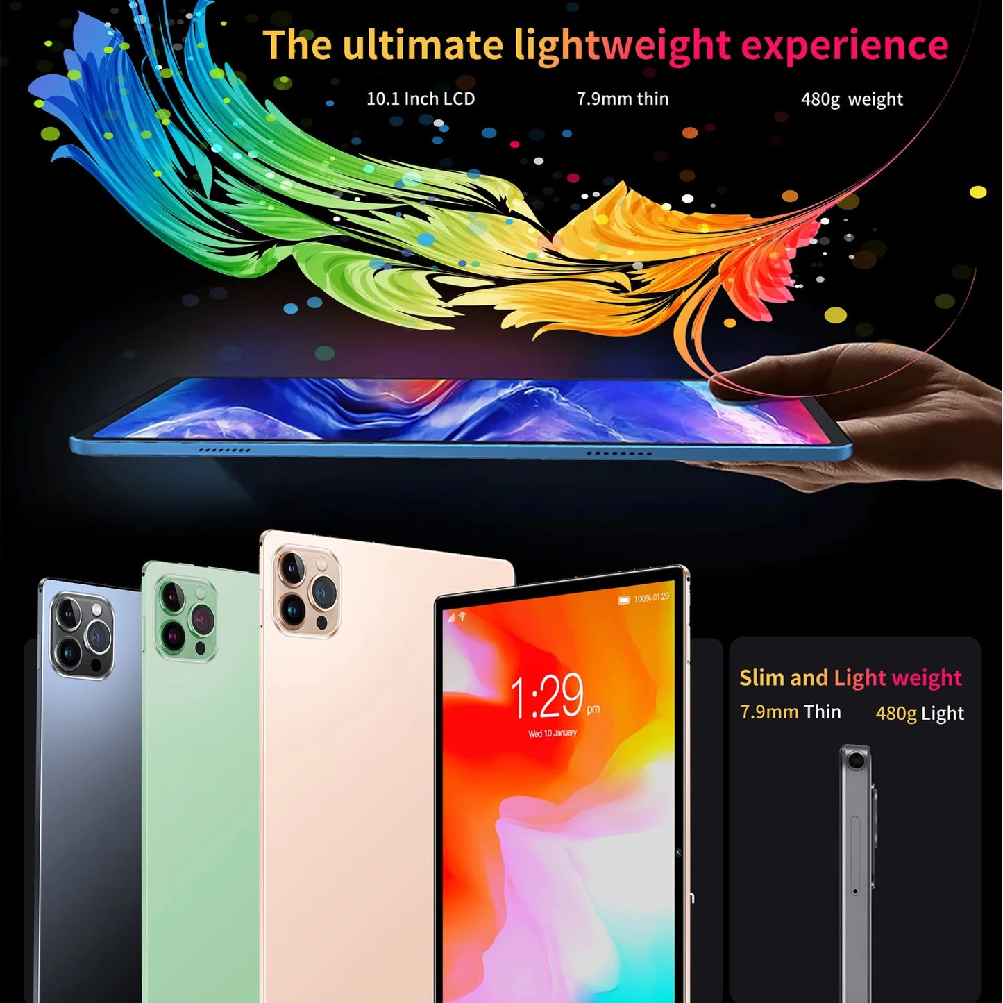 New 10.1 Inch Tablet Android 13, 4GB RAM 64GB ROM, 1TB Expand, Dual SIM, Dual Cameras, 6000MAH Battery, Children's Gift Tablets