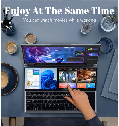 CRELANDER X16 Double Screen Laptops 16 Inch + 14 Inch Touch Screen intel core  i7-9750 Windows 11 Portable PC Notebook Computer