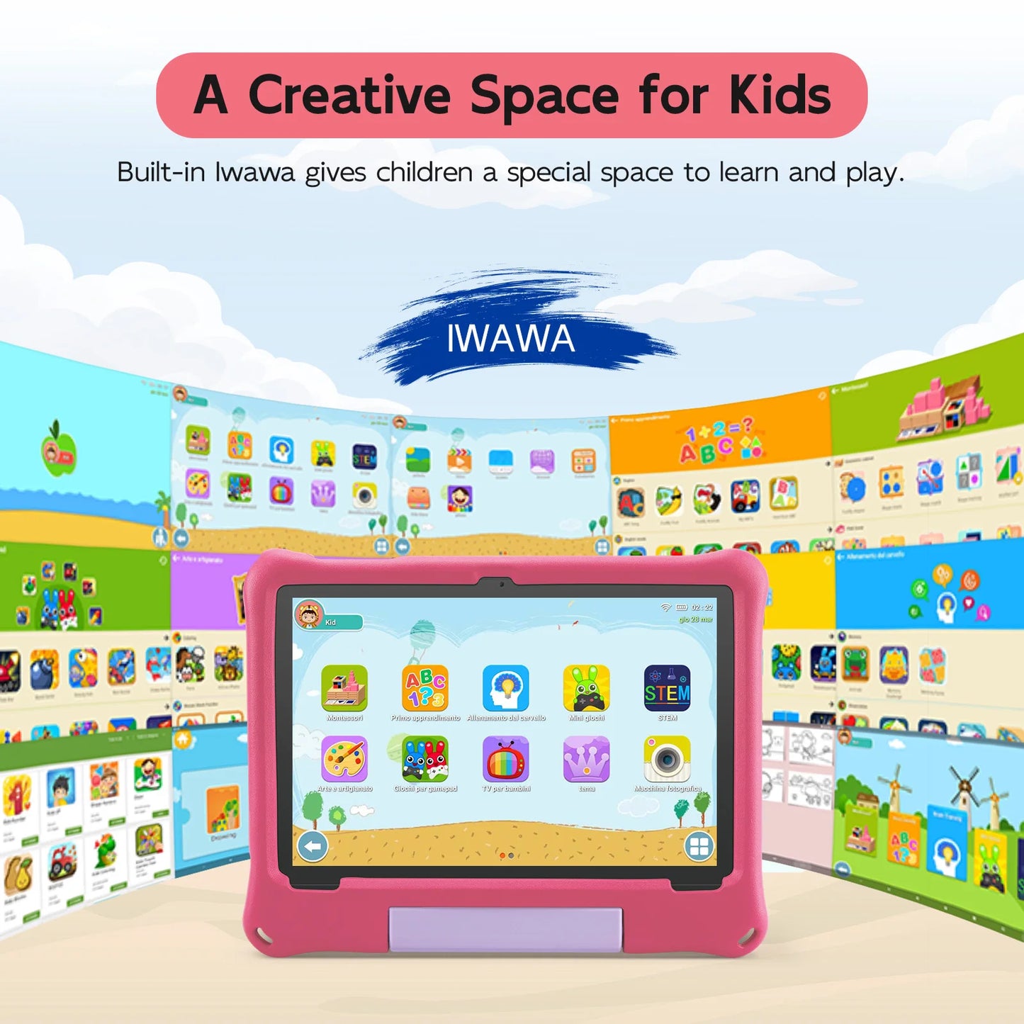 Paitanry CH10 Plus Android 15 Kids Tablet 5000Mah Octa-core 10.1 inch 8GB (4+4GB)RAM 64GB ROM Tablets Learning Children's Tablet