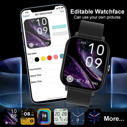 1.83'' Waterproof Smart Watch with Message Answer Call Sleep Monitoring Sports Pedometer Information Alerts For iPhone Android