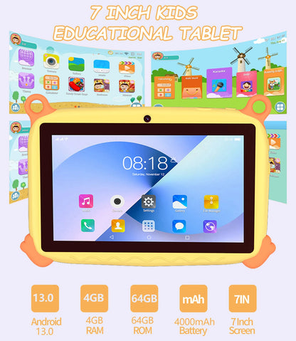 2026 Global Version 7 Inch 5G WiFi Kids' tablet Quad Core 4GB RAM 64GB ROM Dual Cameras Children's Gifts Tablets Android 13.0