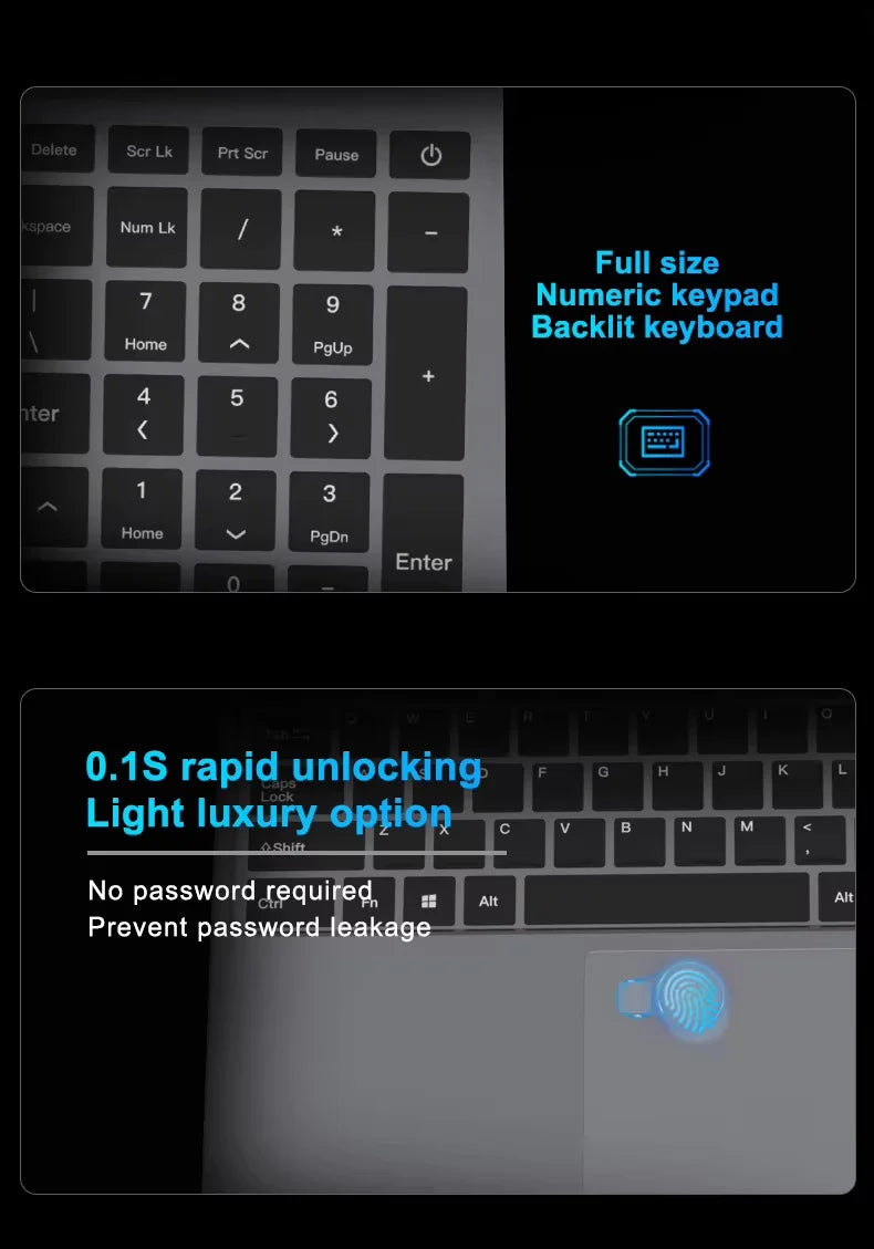 15.6" Laptop Intel Core i9 10980HK Windows 11 Gamer PC 16GB RAM 512GB 1TB 2TB SSD laptop Fingerprint Unlock Backlight Computer
