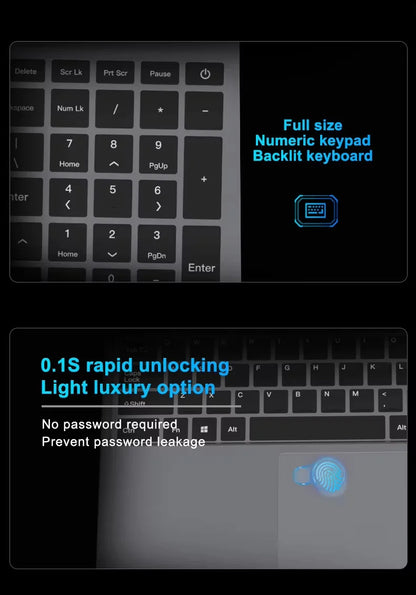 15.6" Laptop Intel Core i9 10980HK Windows 11 Gamer PC 16GB RAM 512GB 1TB 2TB SSD laptop Fingerprint Unlock Backlight Computer
