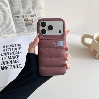 Stylish Down Jacket Phone Case Solid Color The Puffer Case for iPhone17 Air 17Pro ProMax Fashion Soft Phone Cover Case