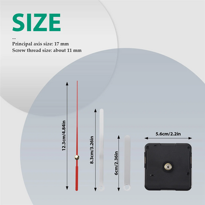 Clock Movement Mechanism with White Hour Minute Red Second Hand DIY Tools Kit