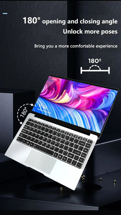 14.1" Laptop Computer Windows 11 Pro Intel Atom A3950 Notebook PC 12GB RAM 512GB 1TB M.2 SSD 1920*1080P Office Study Computer