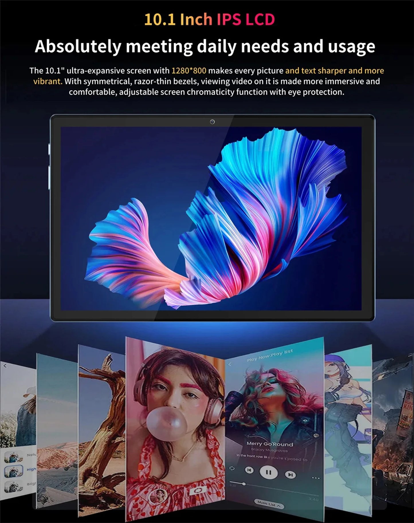 New 10.1 Inch Tablet Android 13, 4GB RAM 64GB ROM, 1TB Expand, Dual SIM, Dual Cameras, 6000MAH Battery, Children's Gift Tablets
