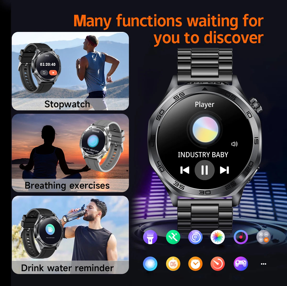 2026 new smartwatch with 1.46-inch IPS display, Ipx8 water resistance rating. 400 mAh battery featuring over 100 activity modes,