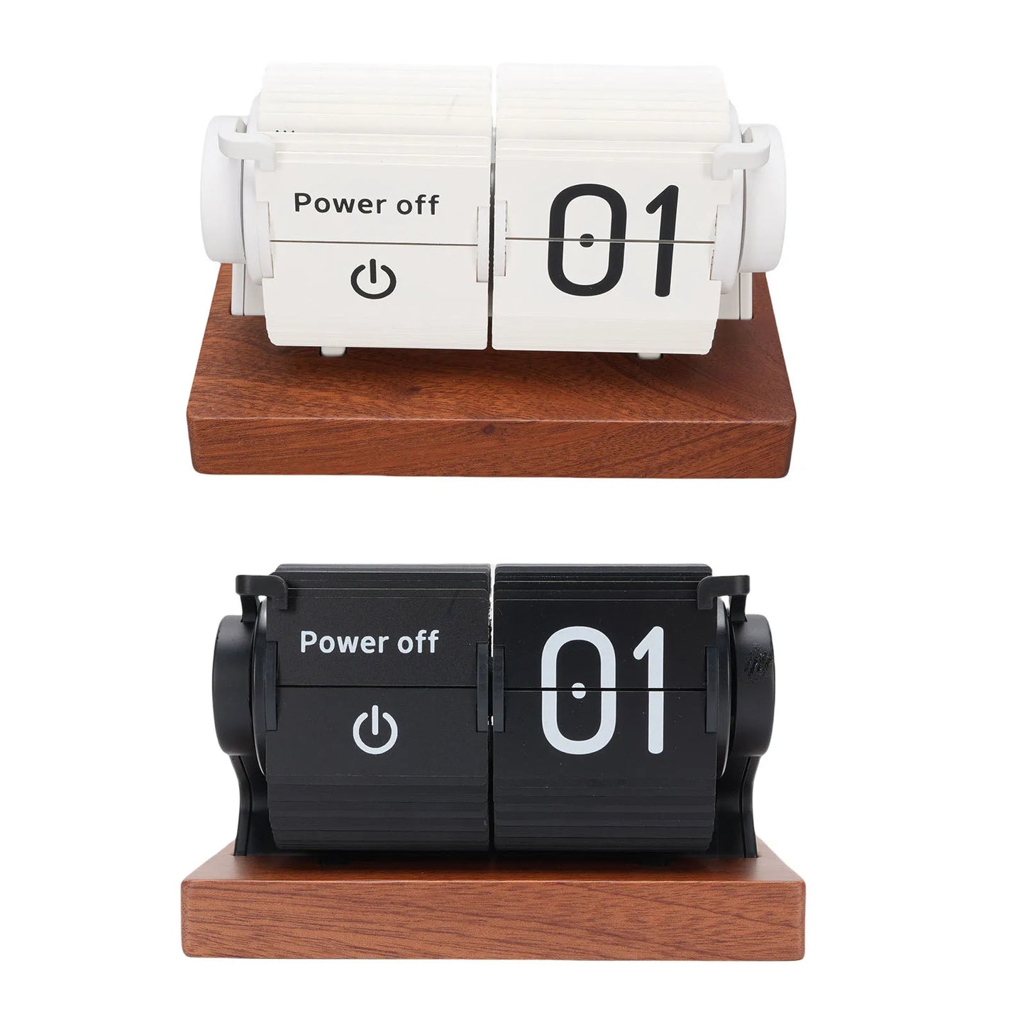 Mechanical  Clock Accurate Timer  Desk Clock Decorative Automatic Page Turning Calendar with Wood Base for Living Room