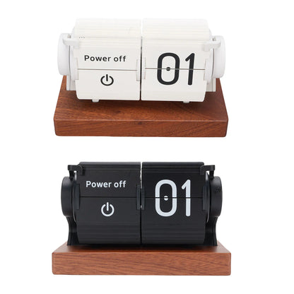 Mechanical  Clock Accurate Timer  Desk Clock Decorative Automatic Page Turning Calendar with Wood Base for Living Room
