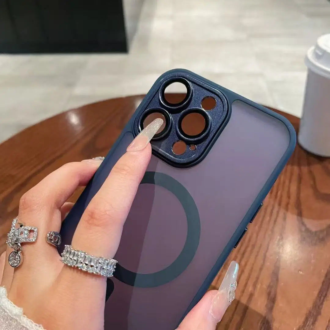 Magnetic Luxury Translucent Armor Shockproof Case For iPhone 16 15 14 13 12 11 Pro Max For Magsafe Wireless Charge Phone Cover