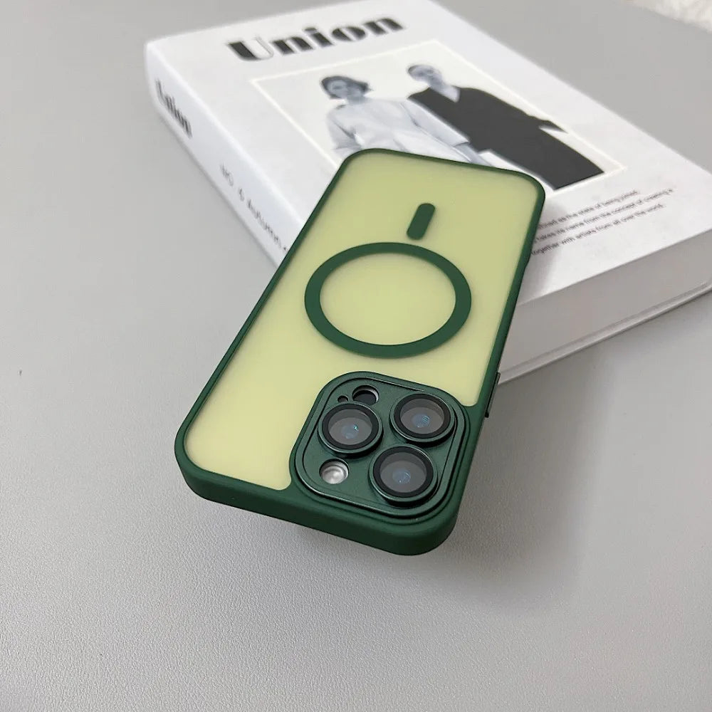 Magnetic Luxury Translucent Armor Shockproof Case For iPhone 16 15 14 13 12 11 Pro Max For Magsafe Wireless Charge Phone Cover