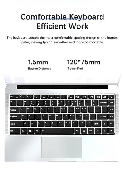 2026 14.1" Laptop Computer Intel Atom A3950 Windows 11 Pro Laptops Gaming 1920*1080 HD DDR4 16GB SSD 1TB Portable Notebook PC